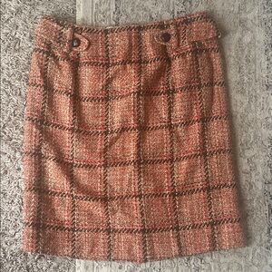 Talbots Red and Brown Tweed Pencil Skirt